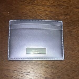Kate Spade Metallic Silver Card Holder Slim Wallet Leather
